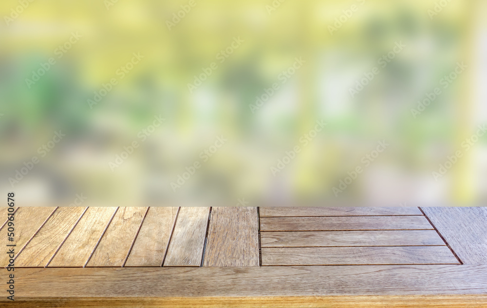 Empty rustic table against beautiful abstract summer background Empty rustic table against beautiful abstract summer background