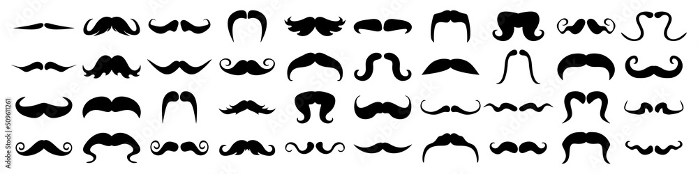 Vector mustache collection. Barbershop sign set. Isolated on white. Vector mustache collection. Barbershop sign set. Isolated on white.
