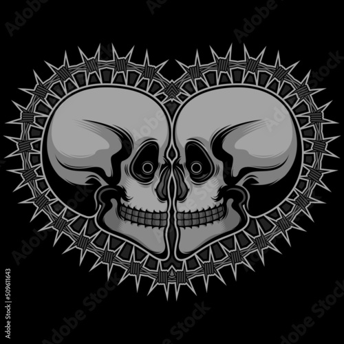 love skull traditional tattoo