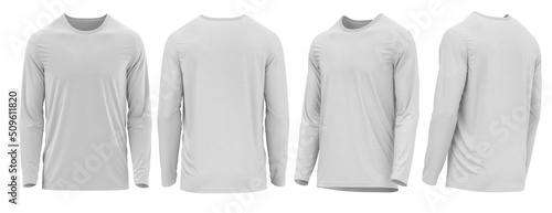 [ White Color ] T-shirt Long Sleeve Round neck. 3D photorealistic render
