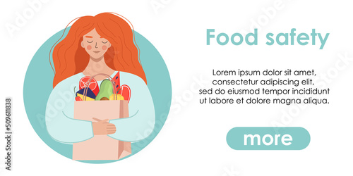 Web banner for international food safety day. Healthy food safety flat vector illustration concept for banner, website, landing page template, advertisement and flyer