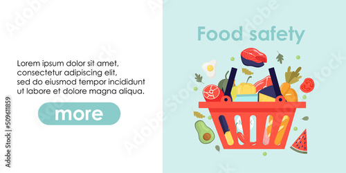 Web banner for international food safety day. Healthy food safety flat vector illustration concept for banner, website, landing page template, advertisement and flyer