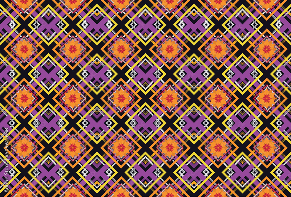 Geometric ethnic flower pattern for background,fabric,wrapping,clothing,wallpaper,Batik,carpet,embroidery style. Geometric ethnic flower pattern for background,fabric,wrapping,clothing,wallpaper,Batik,carpet,embroidery style.