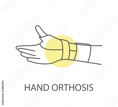 Hand orthosis linear icon, vector illustration
