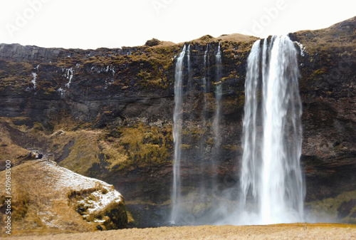 The Skogafoss waterfall in winter  Iceland.