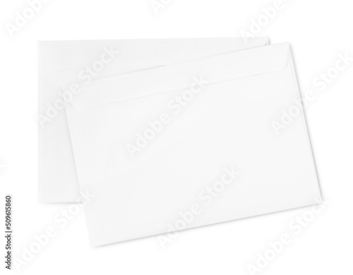 Two letters on white background, top view