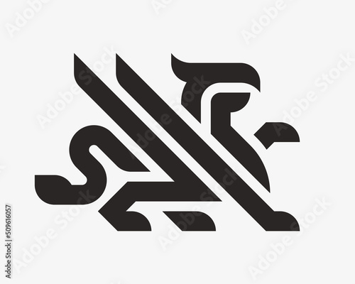Winged griffin modern logo. Heraldic gryphon emblem design editable for your business. Vector illustration.