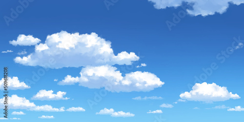 Clouds in a Clear Sky 03  Anime background  2D Illustration.  