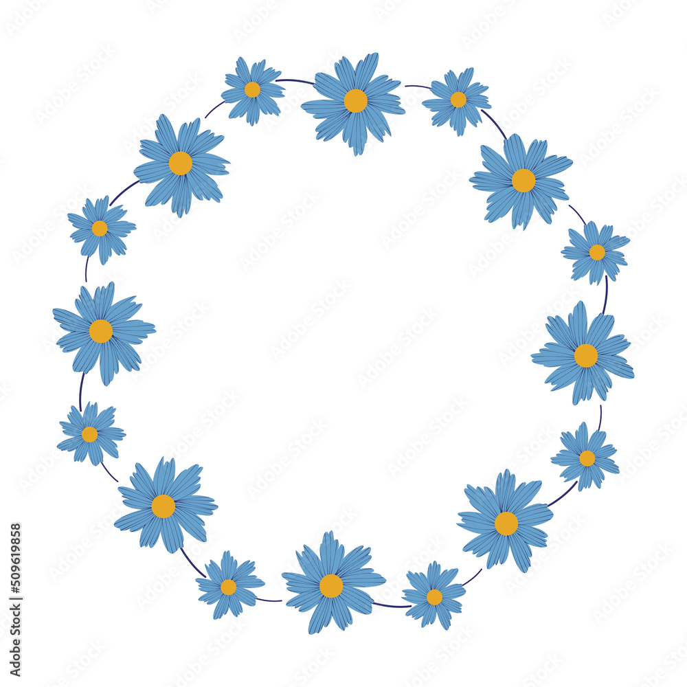 Blue Flower frame circle border Blue Flower frame circle border