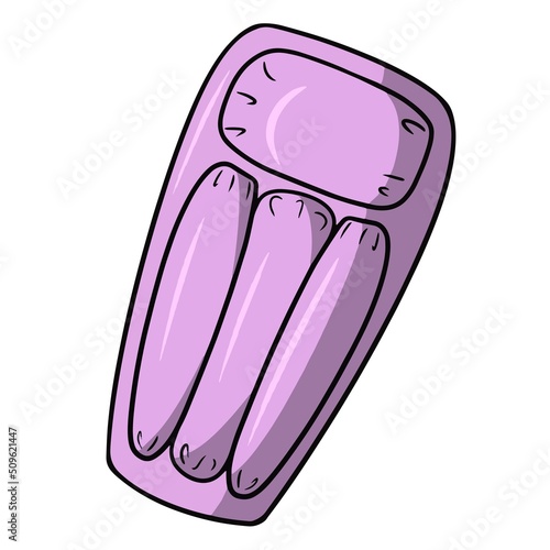 Pink inflatable mattress for relaxation, vector illustration in cartoon style