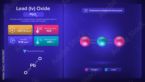 Lead (Iv) Oxide Properties and Chemical Compound Structure - Vector Design