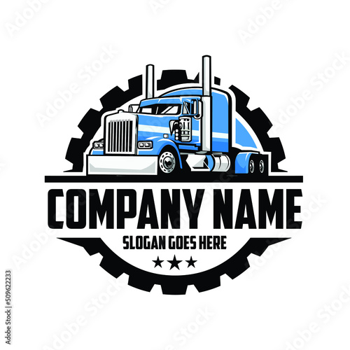Premium 18 Wheeler Semi Truck Company Logo Vector Template. Best for Trucking and Freight Related Industry