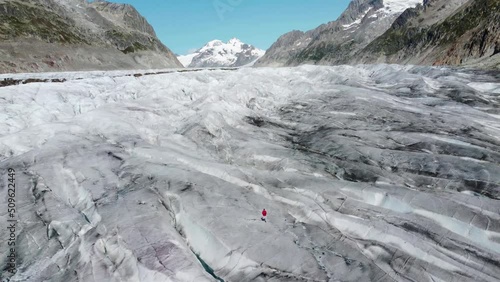 Wallpaper Mural Aerial view of Great Aletsch Glacier, Alps, Switzerland. Drone footage 4K. Torontodigital.ca