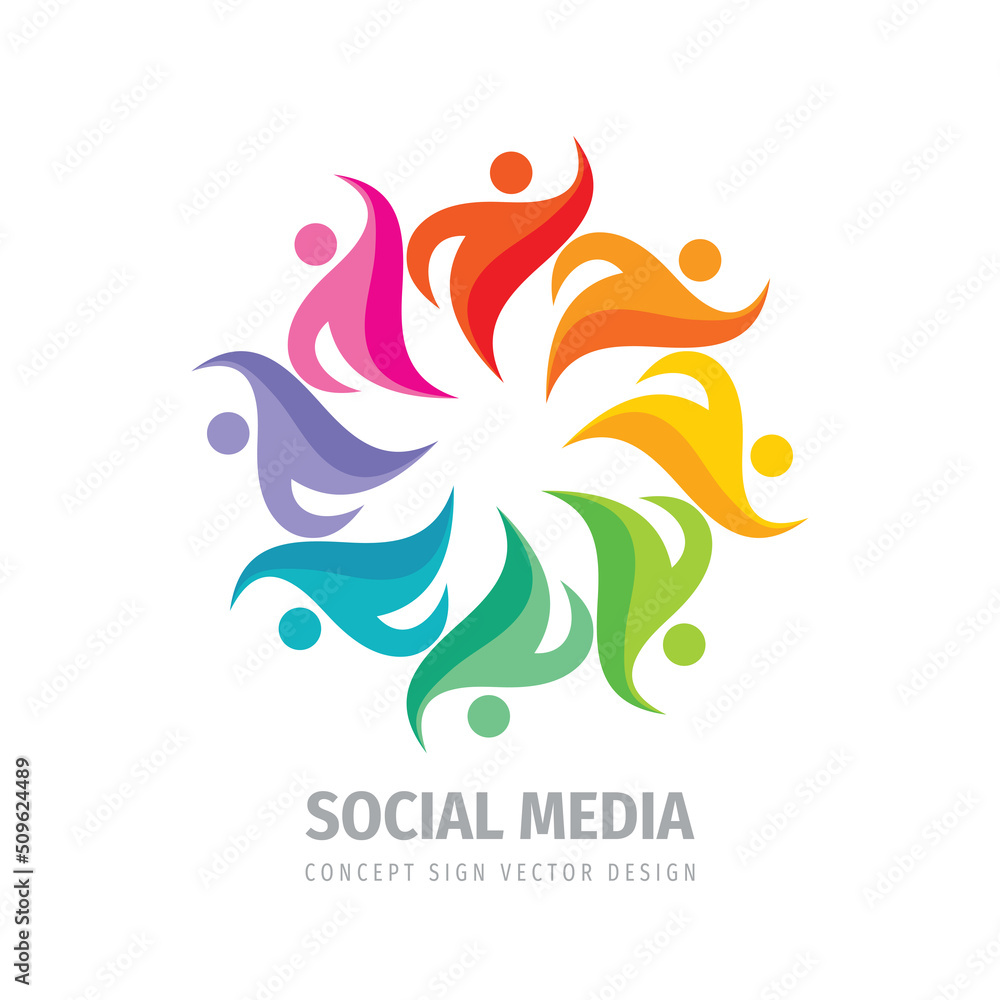 Fototapeta premium Social media - vector logo template concept illustration. Human character. People sign. Abstract symbol. Teamwork icon. Design element.