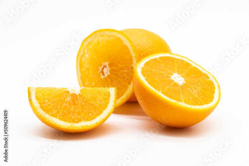 fresh orange fruit slices isolated on white background