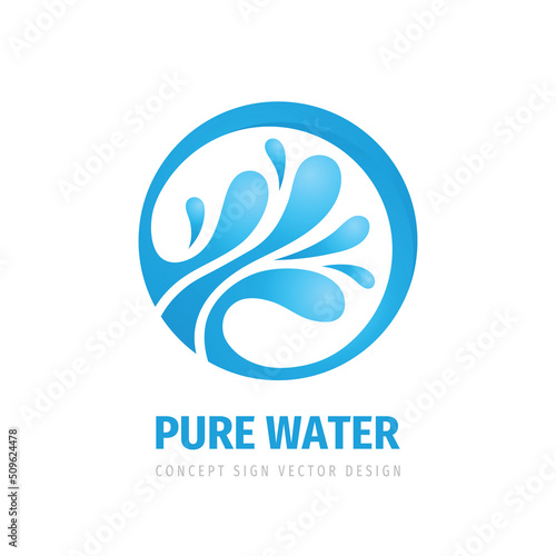 Pure water drops - vector logo template concept illustration. Blue water waves icon symbol. Abstract sign. Design element.