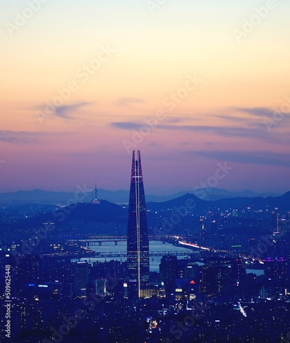 Canvas Print 남한산성, 롯데월드타워 Lotte World tower, Republic of Korea