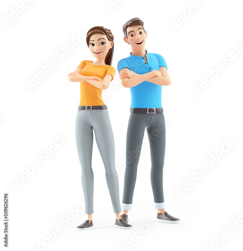 3d man and woman with arms crossed