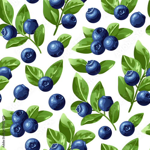 Pattern of blueberries on a white background