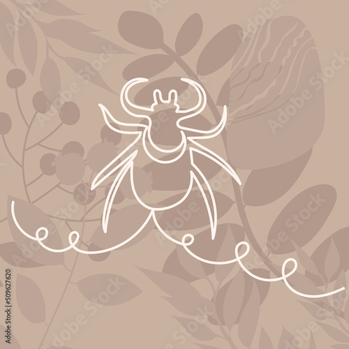 tick drawing in one continuous line, on an abstract background, vector