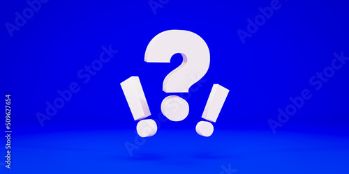 question and two exclamations mark on blue background 3d rendering 