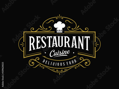Fotobehang Restaurant kitchen vintage ornate luxury logo design