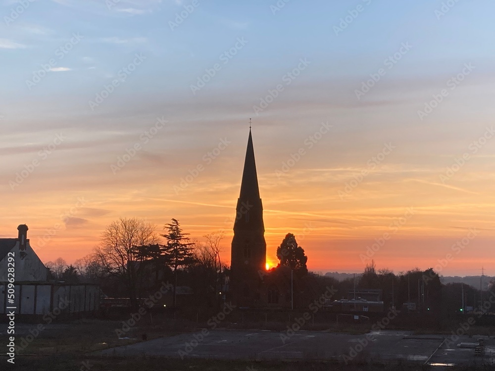 Fototapeta premium sunset over the church