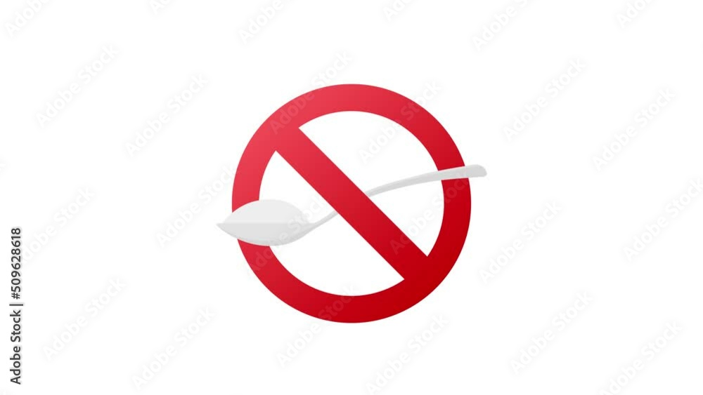 No Sugar free Motion graphics icon. Spoon with sugar is forbidden. Motion graphics 4k No Sugar free Motion graphics icon. Spoon with sugar is forbidden. Motion graphics 4k