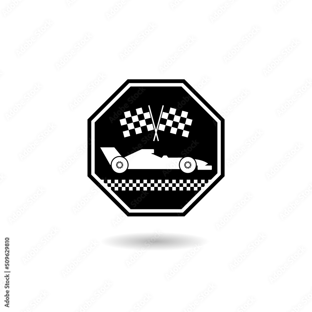 Racing car logo icon with shadow Racing car logo icon with shadow