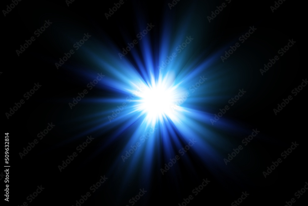 Glow light effect with white and blue sparks shining with special light. White glowing light. Starlight from rays. The sun is illuminated. Bright beautiful star. Sun light. EPS10.