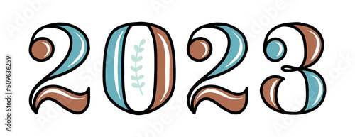 happy new year 2023. The year of the rabbit. Christmas 2023. A set of numbers and digits for the calendar