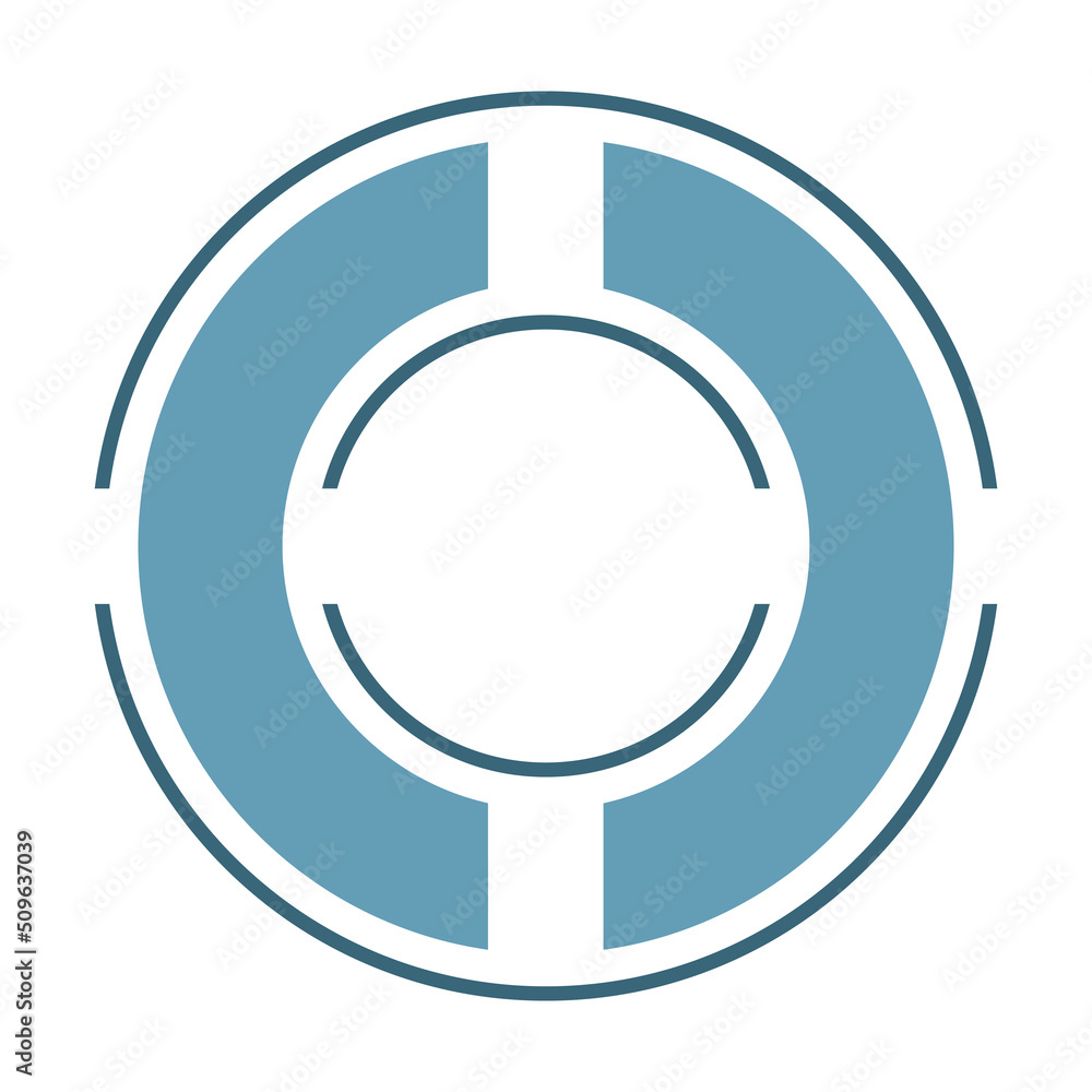 3 thin and wide circles cut into parts, one ring inside another, aim icon. Shades of blue, flat design on white background. 3 thin and wide circles cut into parts, one ring inside another, aim icon. Shades of blue, flat design on white background.