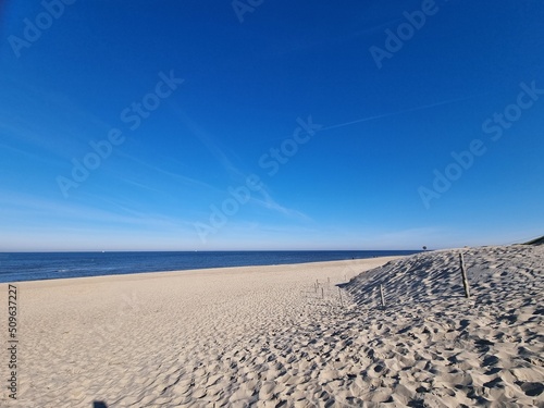 Endless expanse on the beach of North Holland  the Netherlands  here near Julianadorp