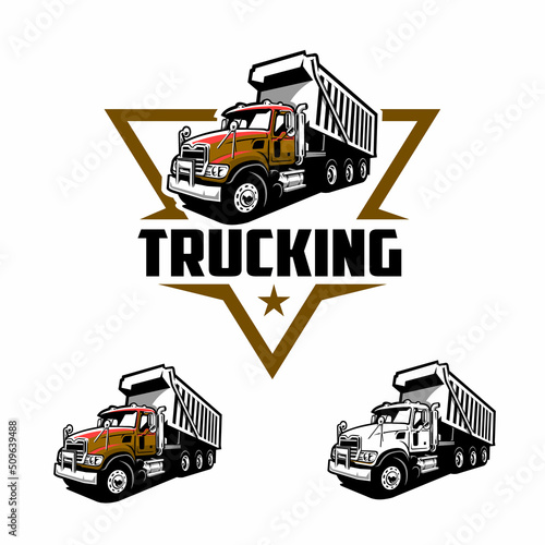 Premium ready made 18 wheeler trucking company emblem logo vector template
