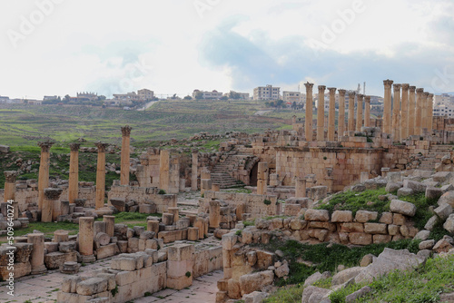  Jerash, Jordan - columns in historical Jerash city (Grassa) Roman and Greek city
