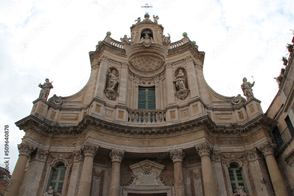 baroque church (basilica della colleggiata) in catania in sicily (italy) 