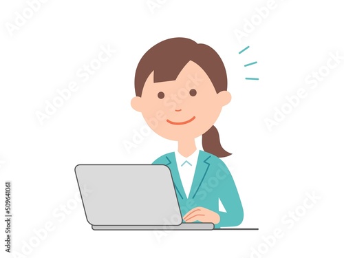 パソコンで、真剣に仕事をするビジネスウーマン