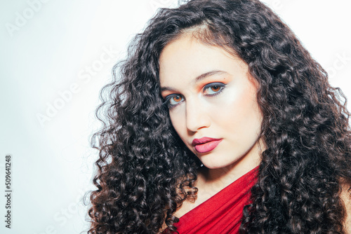 Mediterranean girl during makeup