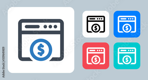 Online Payment icon - vector illustration . Online, Payment, Browser, Dollar, Shop, Webpage, Website, Money, Ecommerce, line, outline, flat, icons .