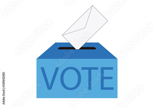 Urna azul para votar en elecciones. 