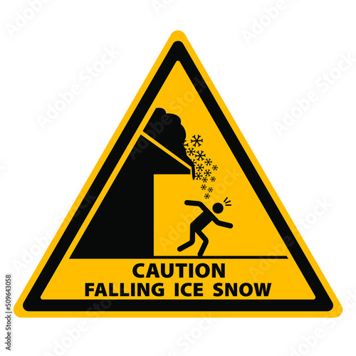 Caution falling ice spikes sign. Warning caution sign vector.