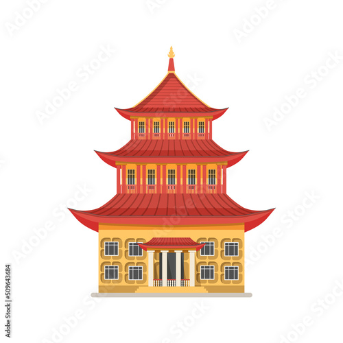 Chinese ancient building, vector icon or clipart.
