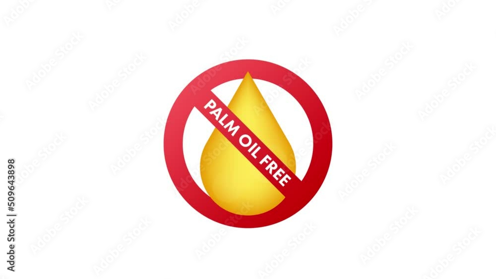 Palm Oil Free symbol. Organic food without saturated fats. Motion graphics 4k Palm Oil Free symbol. Organic food without saturated fats. Motion graphics 4k