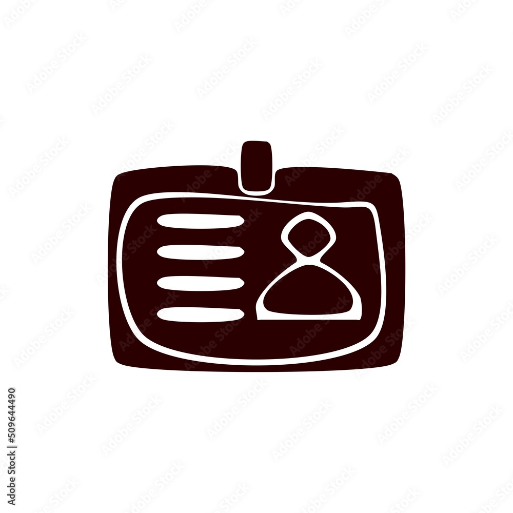 Fototapeta premium Id card icon isolated on white background hand drawn