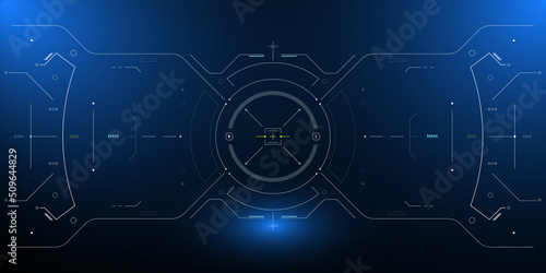 HUD Futuristic Drone, Space ship, Cockpit UI, GUI Screen Design Element. UI Technology Monitoring Virtual Reality View Display Concept Vector.