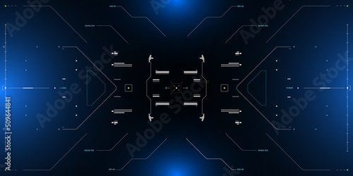 HUD futuristic scifi concept system technology simulation concept. UI, GUI display for game, drone screen, space ship, radar vector.