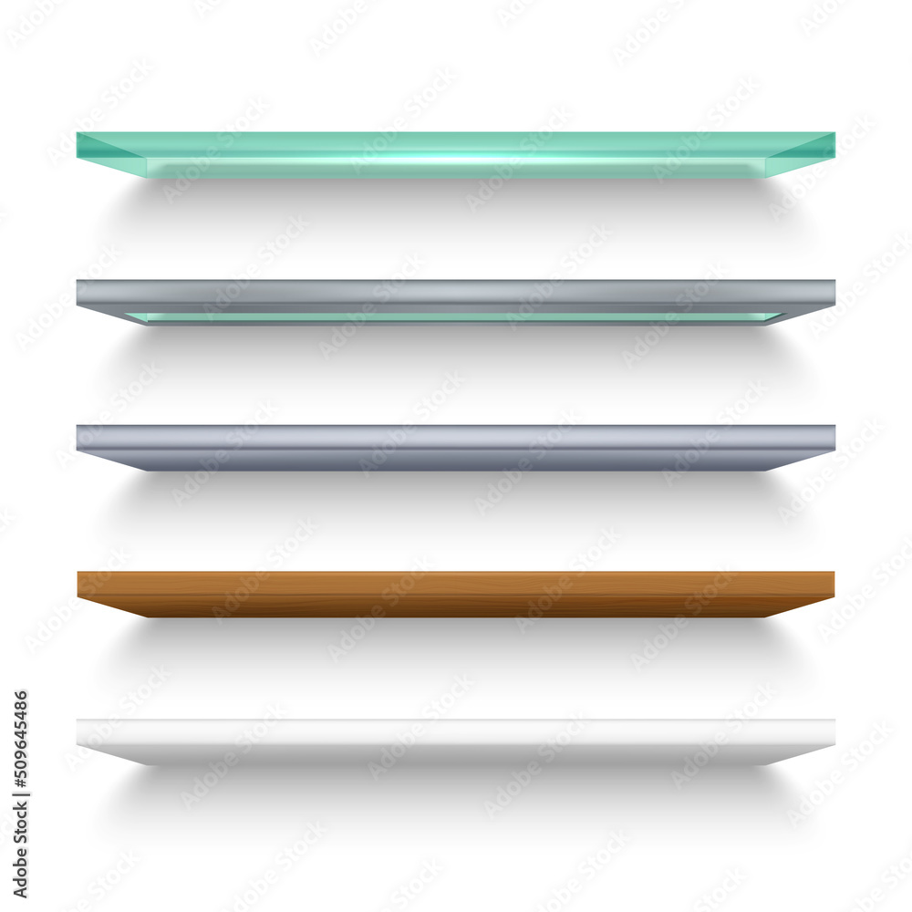 Shelves or wall bookshelf of wood and white glass Shelves or wall bookshelf of wood and white glass