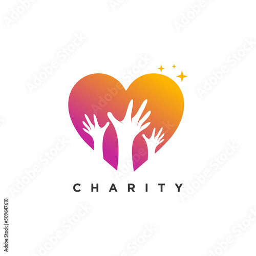 Charity icon vector with modern element concept logo design Premium Vector