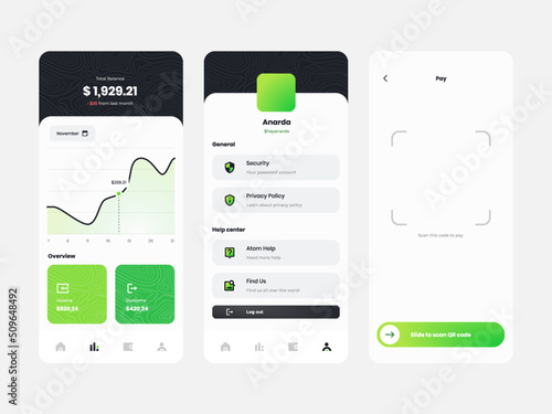 Digital Mobile Banking and e-Wallet Finance Mobile Application UI Kit, designed for seamless financial transactions and money management. Empowering users to handle their finances.