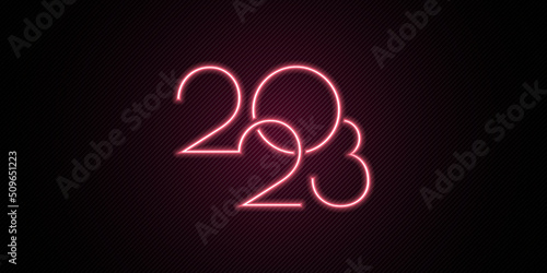 happy new year 2023 pink neon style design